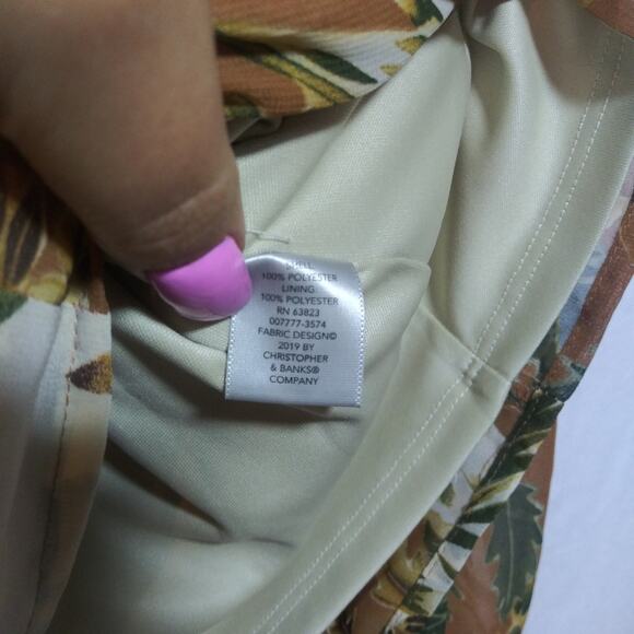 Christopher Banks Neutral Floral Peasant Button Up Blouse Top Size 16/18 - Picture 8 of 9